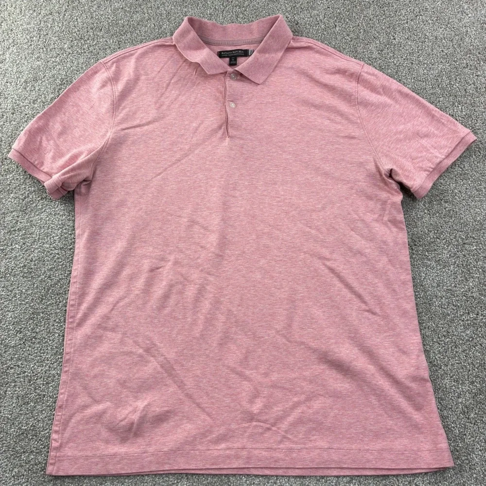Banana Republic Luxury Touch Performance Polo Shirt Mens XLT Pink Heather Golf‎